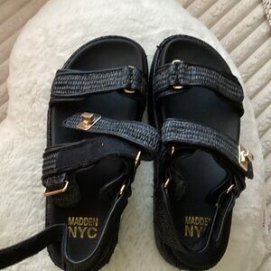 Steve Madden Black Wedge Sandals
